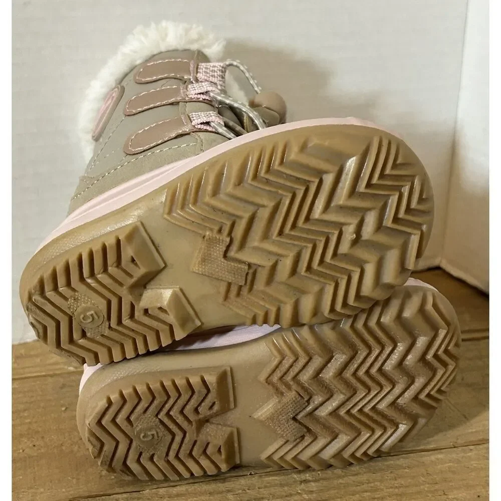 Khombu Cadi T Girls Toddler Tan/Pink Winter Boots Size 5